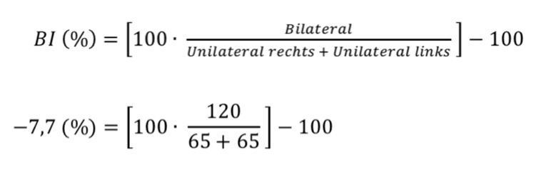 Berechnungsformel für die Bestimmung des BLD bzw. bilateralen Index (BI)